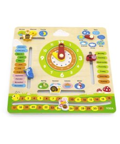 Calendar din lemn cu ceas
